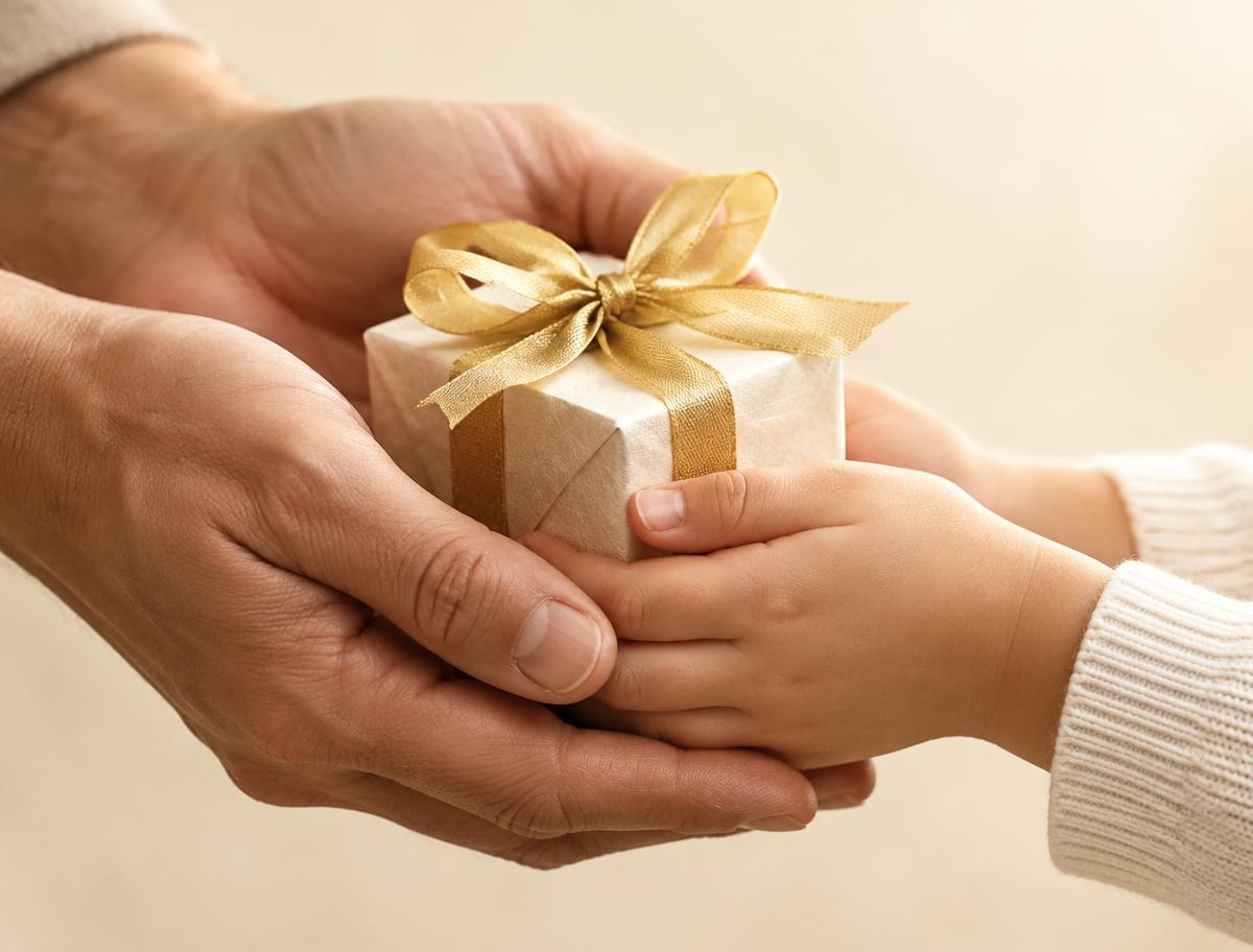 Handen die een cadeautje vasthouden